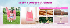 Upgraded Kids Hanging Pod Swing Chair with Inflatable Cushion, Child Hanging Hammock for Indoor and Outdoor
