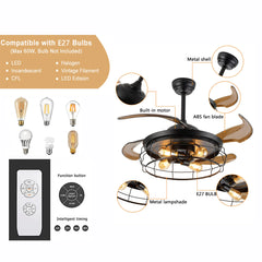 42"  Ceiling Fan with Light w/Remote Control 3 Gear Wind Flush Mount Ceiling Fan