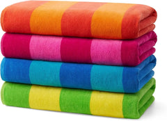 100% Cotton Velour Towels - Oversized Luxury Beach Towels - Absorbent & Fast Drying Beach
