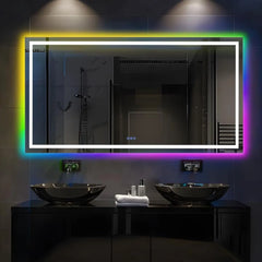 55X 30 Led Bathroom Mirror with Lights, Bathroom Vanity Mirror Anti-Fog, Dimmable, Lighted Bathroom Vanity Mirror with Tempere