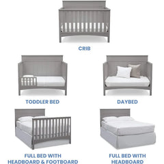 4-in-1 Convertible Baby Crib - Greenguard Gold Certified, Grey