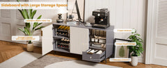 47" Sideboard Cabinet with 2 Doors and Drawer, Sideboard Buffet Cabinet with Storage, Coffee Bar with Adjustable Shelves