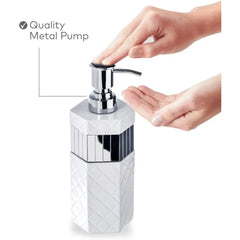 White Bathroom Accessories Set - includes: Trash Can, Tissue Box Cover, Soap Dispenser, Toothbrush Holder, Tumbler & Soap Dish