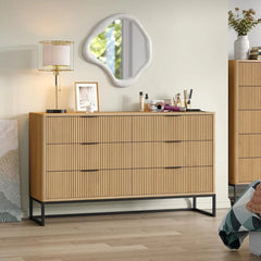 6 Drawer Double Dresser Modern Dresser Wood Storage Dressers & Chests of Drawers for Closet, Bedroom Living Room, Hallway
