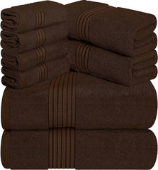 8 Piece Premium Towel Set, 2 Bath, 2 Hand, and 4 Washcloths, 100% Ring Spun Cotton, Highly Absorbent Towels for Bathroom