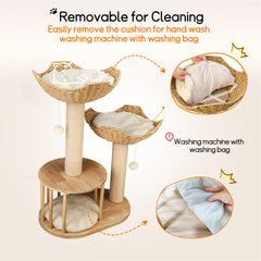 Cat Climbing Tree Indoor Kittens Activity Center 3-Tier Tower with Scratching Post for Cat Furniture