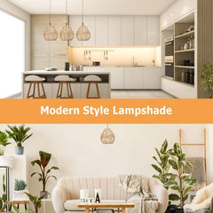 1Pc Woven Rattan Pendant Lamp Chandelier Cover Hemp Rope Lampshade Wicker Pendant Light Shade for Livingroom