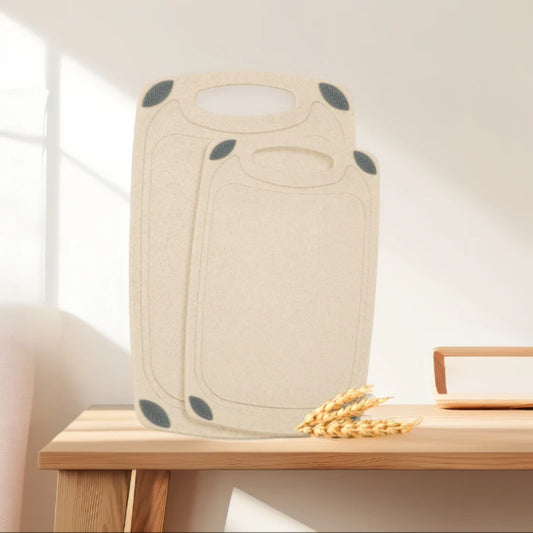2-piece double-sided cutting board set made from natural food-grade wheat straw material