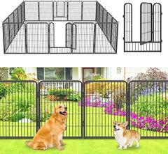 Decorative Garden Fence with Gate for Dogs Metal No Dig Fencing for Yard, 32in(h) x 52ft(l) 24 Panels Animal Barrier Fence Tempo
