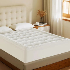 Queen Size Mattress Pad - Cooling Breathable Mattress Topper, Quilted Fitted Protector, Pillow Top Mattress