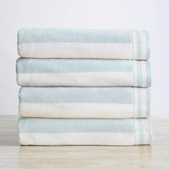100% Cotton Velour 4 Pack Oversized Beach Towels Cabana Stripe Pool Towels - Quick Dry, Large Swim Towels for Adults and Kids