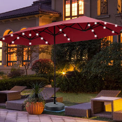 13Ft Large Patio Umbrella With Base Outdoor Double-Sided Market Extra Large Table Umbrella Outdoor Patio Easy Crank for Yard