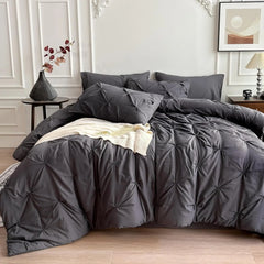 Maple&Stone California King Comforter Set, 7 Pieces Cal King Bed Set, Pinch Pleat Bed in a Bag Bedding Set with Comforter, Sheet