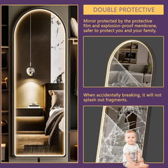 LED Full Length Mirror with Lights Arch Design,Body Mirror, Wall Mounted Mirrors, 56 "x 16"