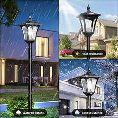 64 Inch Solar Lamp Post Light with Planter High Lumen Street Lights Waterproof IP45 Outdoor Solar Post Light Courtyard Garden