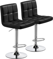 Bar Stools Set of 4, PU Leather Swivel Barstools, Height Adjustable Counter Chairs, Modern Stools with Back for Bar Kitchen