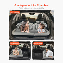 SucceBuy Car Air Mattress, Inflatable Car Camping Mattress, Flocking Thickened Travel Beds with Air Pump Fits Most SUV MPV Sedan