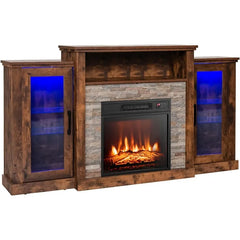 Fireplace TV Stand with LED Lights & 18” Electric Fireplace – Entertainment Center for TVs Up to 65”