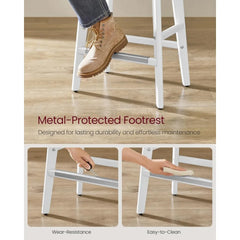 Bar Stools Set of 2, Counter Height Saddle Bar Stools, 26-Inch Backless Kitchen Stools with Wood Legs, PU Leather Thickened