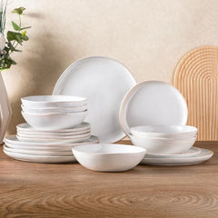 Ceramic Dinnerware Sets,Handmade Reactive Glaze Plates and Bowls Set,Highly Chip and Crack Safe Dishes Set,Service for 8 (24pc)
