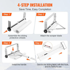 Snow Roof Rake, 30ft Reach Aluminium Roof Shovel with Slide Cloth, Premium 19" Blade Snow Removal Tool, Safe on Roof