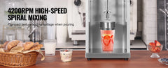 SucceBuy Ice Cream Blender High-Speed Ice Cream Maker Mixer Machine Stepless Speed Adjustment Stainless Steel Ice Cream Shaker