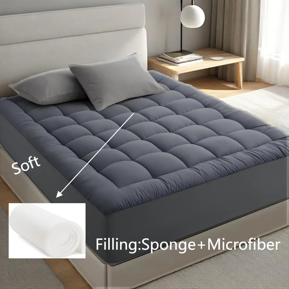 Full Size Mattress Topper - Extra Thick Cooling Mattress Pad Cover for Back Pain - Soft Sponge Mattress Protector Firm Bed Toppe