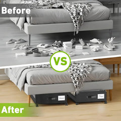 Under Bed Storage with Wheels,  Under Bed Storage Containers, Under The Bed Storage Organizer with Clear Lids - Rolling Drawers