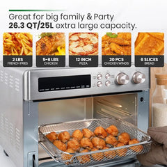 Infrared Heating Air Fryer Toaster Oven, Extra Large Countertop Convection Oven 10-in-1 Combo, 6-Slice Toast, Enamel Baking