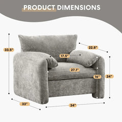 Accent Chairs for Living Room, Modern Upholstered Sofa Chair Comfy Chenille Armchair with Thick Cushion, Single Sofa/Side Chair