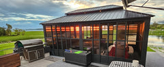 12' X 20' Sunroom, Permanent Hardtop Gazebo Solarium Galvanized Steel Double Roof Aluminum Outdoor Screen House for Patio Deck