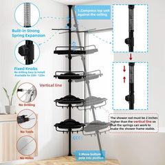 1pc bathroom rack adjustable bathroom rack black/white