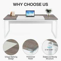 Conference Table with Splicing Board, Meeting Tables for Home Office, Business Training Seminar Table with Stylish Metal Legs