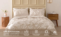MR&HM Satin Comforter King 7 Pieces - Luxurious Pinch Pleat Bedding Set with Comforter, Flat Sheet, Fitted Sheet, Pillowcases &