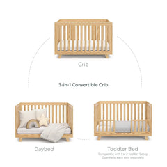 3-in-1 Convertible Crib (Natural) – Converts from Baby Crib to Toddler Bed and Daybed, Fits Standard Full