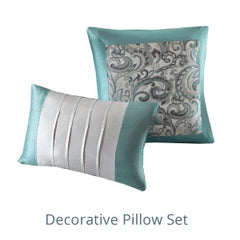 24 Piece Faux Silk Paisley Queen Comforter Set with Matching Curtains, Down Alternative Hypoallergenic - Teal