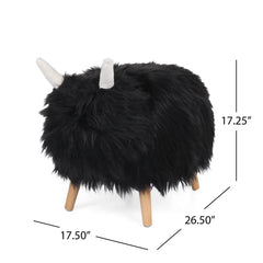 Velvet Cow-Shaped Ottoman – Cute Footstool with Cushioned Seat for Playroom & Porch