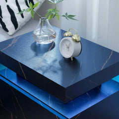 Nightstand LED Bedside Table for Bedroom Modern Night Stand with 2 Wood Drawers End Side Table for Bedroom