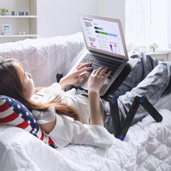 Adjustable Laptop Stand, Laptop Stand for Bed Portable Lap Desk Foldable Table Workstation Notebook Riser with Mouse Pad, Laptop