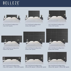 BELLEZE Upholstered Wall Panels Twin Single or Queen Size Wall Mounted Headboards - Pack of 4 Panels Grey Each Individua