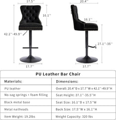 Velvet Swivel Bar Stools Set of 4 with Upholstered Back, Adjustable Counter Height Barstools, Bar Chairs for Home Bar Kitchen