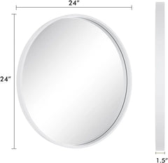 Round Mirror with Wood Frame 24 Inch Circle Wall Mirror for Bathroom Round Wall Mirror for Wall Decor, Vanity,