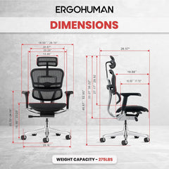 Eurotech Me7Erg Gen2 High Back Mesh Office Chair With Tilt Tension Control, Tilt Lock, Back Angle, Back Height, Synchro Tilt,