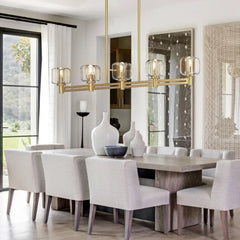Hanging chandelier 36in Gold Chandeliers Wagon Chandelier Over Table, 6-Light Pendant Lighting Fixture Modern Crystal Chandelier