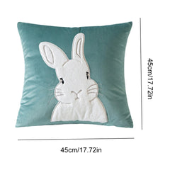 2Pcs Easter Rabbits Throw Pillow Cover 45x45cm Bunny Soft Cushion Case Plush Rabbit Embroidered Pillowcase for Sofa Home Decorat