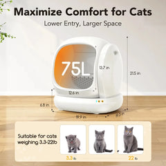 Smart Automatic Self-Cleaning Cat Litter Box, APP Control/Integrated Safety Protection, White