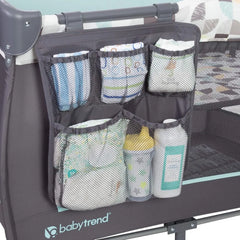 Trend-E Portable and Compact Newborn Nursery Center Pack and Play Baby Crib with Parent Organizer, Bassinet, and Travel Bag