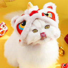 Dance Lion Hats For Cats Cute Plush Pet Hat Chinese New Year Costume Soft Warm Clothes Pets Daily Cat Dog Dress Up Supplies