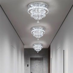 Crystal Chandelier Chrome Ceiling Lamps Led Flush Mount Stainless Steel Fixture Aisle Light Lustre Dining Room Living Room Decor