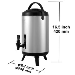 SucceBuy Stainless Steel Insulated Beverage Dispenser 2 Gallon 7.6 Liter Thermal Hot and Cold Drink Server Dispenser